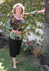 RJC Womens Oriental Watercolor Peasant Blouse